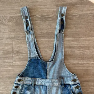 Free People Patchwork Blues Blue Denim Pinafore Dress, Size 4 thumbnail 2