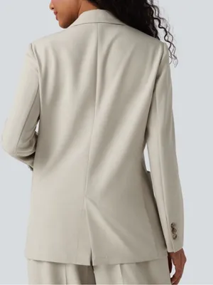 HALARA collar, long sleeve work linen- feel blazer with pockets size extra small thumbnail 3