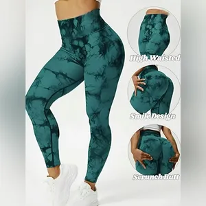 ⚠️ Clearance Women tie dye high waist Leggings Sports, yoga pants Seamless thumbnail 1