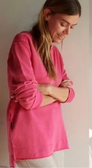 Pilcro Pink Oversized Split-Hem Tunic Top Shirt Sweatshirt thumbnail 1
