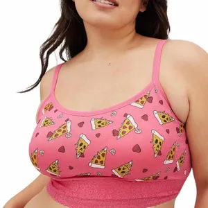 Torrid Seamless Lace Band Pizza My Heart Pink Bralette Size 0 (L/12) thumbnail 3