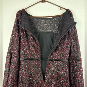 Carmen Marc Valvo Infusion 6 Red Black‎ Sequin Lace Bell Sleeve Dress NWT thumbnail 9