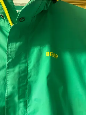 Orage Green Hooded Rain Jacket with Yellow Accents thumbnail 4