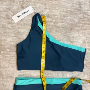 Mooslover Women’s Large Blue One Shoulder Bikini Swimsuit 2 Piece Cut out New thumbnail 3
