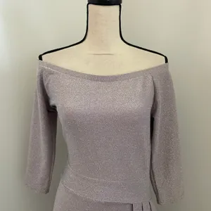 Draped Sparkly Midi Dress Size Medium Glitter Metallic Pink Party‎ Wedding Glam thumbnail 11