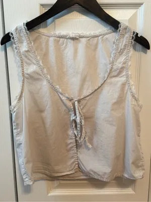 Aerie Off Duty Tie Front Poplin Tank thumbnail 2