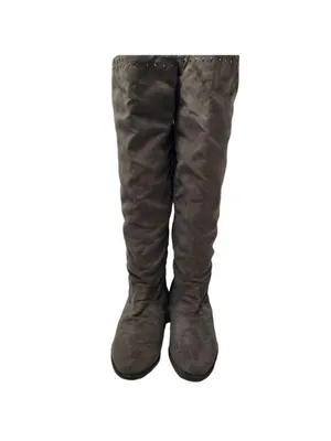 Lime Light Joaquin Faux Suede Studded Knee High Tall Gray Riding Boots Size 9 thumbnail 7