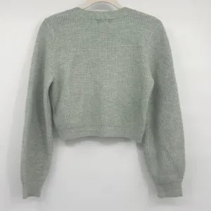 H&M Womens‎ Sage Icy Green Rhinestone Bow Cropped Coquette Cardigan Sweater XS thumbnail 7