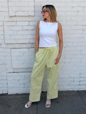 Vtg green wide leg capri cargo pant drawstring waist sz XL #y2k #outdoors #retro #utility thumbnail 2