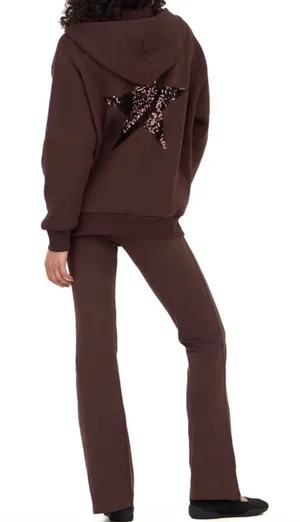Forever 21 Sequin Star Brown Hooded Jacket and Pants Set thumbnail 1