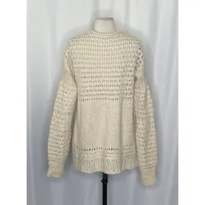 FREE PEOPLE Crashing Waves Scoop Neck Sweater Solid Cream Pullover Knit Small thumbnail 8