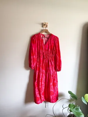 Kate Spade x Target Linen Blend Floral Print Long Sleeve Dress Size XS thumbnail 2