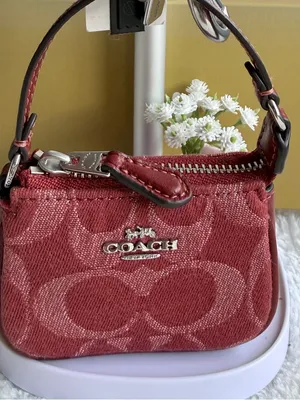 NWT Coach Mini Nolita Bag Charm In Signature Denim Silver/True Red CDB23 thumbnail 4