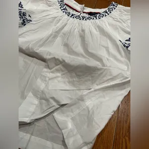 Tommy Hilfiger White and Blue Embroidered Blouse thumbnail 10