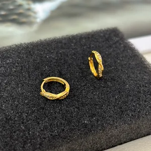 13mm CZ Small Hoop Earrings for Men Women Streetwear Punk Hip Hop Unisex Earring thumbnail 3