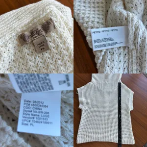 Nine West Vintage America Cream Waffle Knit Cowl Neck‎ Sweater Petite Large thumbnail 6