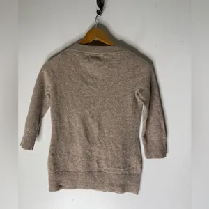 Tesori Tan Cashmere Sweater Crew Neck 3/4 Sleeve Length Medium‎ thumbnail 2