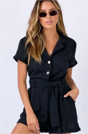 Princess Polly Athens Romper Black thumbnail 1