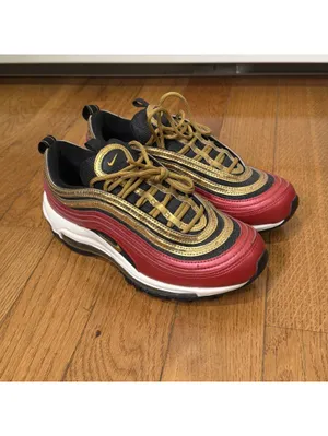 Size 8 US Women’s Nike Air Max 97 Red Black Gold White Sneakers Shoes CT1148-600 thumbnail 4