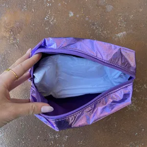 Free People New purple metallic make up/ toiletry bag thumbnail 6
