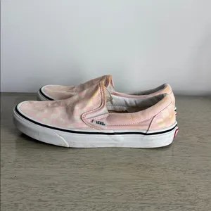 Vans Pink and Off White Checkered Slip-On Flats Size 7.5 thumbnail 6