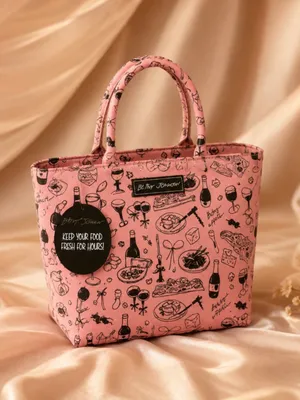 Betsey Johnson Pink Food Print Insulated Lunch Tote Bag Carryall NWT thumbnail 5