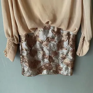 Love Culture Sequin‎ MobWife Y2K Party Glam Cowl Neck Mini Dress Small Tan Gold thumbnail 3