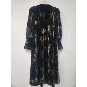 Free People Hazel Duster Velvet Coat Floral Print Black Gold Brown Lined XL H thumbnail 8