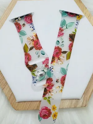 Floral Design Apple Watch Bands 42mm 44mm 45mm 49mm thumbnail 1