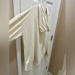 AERIE long sleeve oversized hooded sweatshirt size Medium cream color 100% thumbnail 6