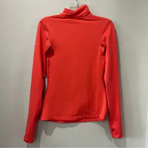 NIKE WOMEN'S Dri FIT Coral Peach Pink 1/2 ZIP UP LONG SLEEVE‎ SHIRT Small Ribbed thumbnail 4