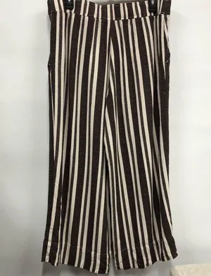 H&M elastic waist stripe wide Leg Trouser Pants W/Pockets women’s 14 thumbnail 3