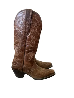 Ariat Women's Snip Toe Cowboy Boots - Distressed Brown Leather - Size 6B‎ thumbnail 3