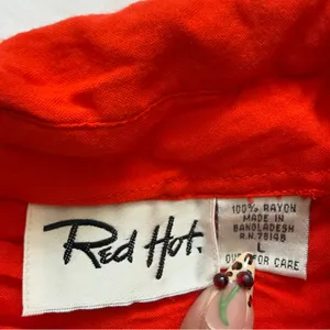 Red Hot Red-Orange 100% Rayon Button-Up Blouse Women’s Size L thumbnail 6