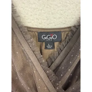 GiGiO Dress Womens L Brown Wrap Dress Mesh Polka Dot Whimsygoth Dark Fairy thumbnail 3