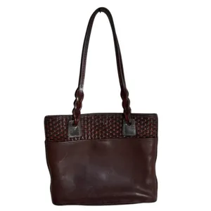 Brighton Brown Leather Basket Weave Design Tote Handbag Purse‎ Vintage thumbnail 3