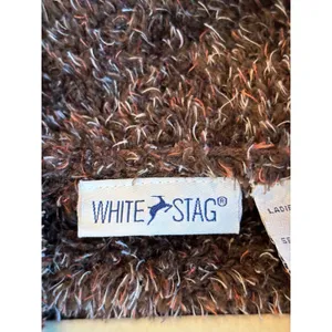 White Stag Woodland Brown Fuzzy Eyelash Knit Belted Cardigan Sweater Large thumbnail 7
