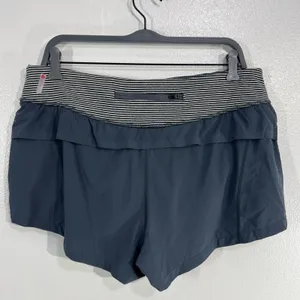 Zella Womens‎ XL Lined Athletic Shorts Striped Waistband Pockets Gray Blue Gym thumbnail 3