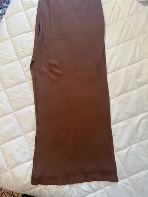 Morning Mist Brown Ribbed Midi Dress with cut out thumbnail 2