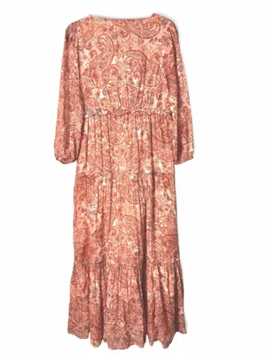 Rachel Zoe Boho Paisley Tiered Maxi Dress Cottagecore Romantic‎ Cotton S thumbnail 4