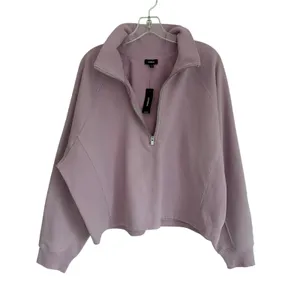 Express Womens Lavender Purple Fleece Quarter Zip Pullover Sweatshirt XL NWT thumbnail 3
