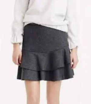 J Crew Mini skirt Wool Ruffle Tiered Size 4 Grey thumbnail 2
