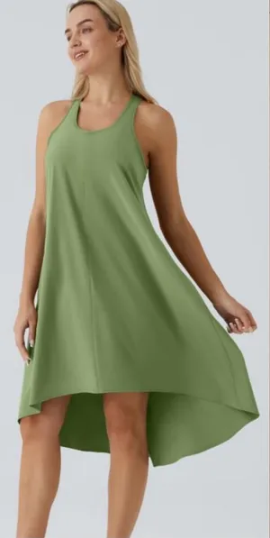 Halara RacerPocket High Low Flowy Midi Dress in Hot Wasabi Green Women’s Large thumbnail 1