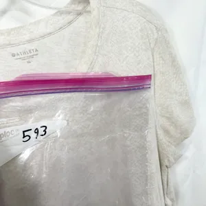Athleta XL Top Short Sleeve Cotton Snakeskin White Cream Boxy Layering Base 593 thumbnail 11