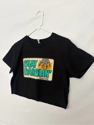 AS Colour Womens Small Stay Danglin Graphic Crop Top T Shirt Black Cotton(A930) thumbnail 3