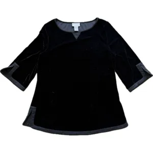 Soft Surroundings XS Petite Black‎ Velvet Shirt Witchy Ren Faire Whimsygoth Dark thumbnail 1