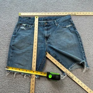Abercrombie & Fitch Denim Shorts‎ Womens 34W Distressed Medium Wash Blue Stretch thumbnail 3