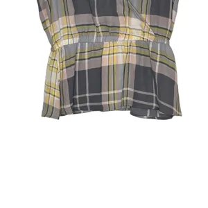Loft Women Tank Top Semi Sheer V-Neck Plaid Peplum‎ Surplice Wrap Multicolor XS thumbnail 5