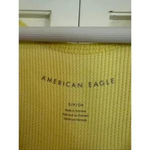 American Eagle butter yellow waffles cropped Henley top small thumbnail 4