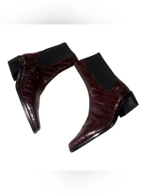 NEW Nordstrom Ainsley Croc-Embossed Brown Chelsea Ankle Boot 8.5 thumbnail 6